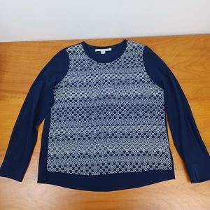 Diane Von Furstenberg Louisa Silk Top Size 10 Women Long Sleeve